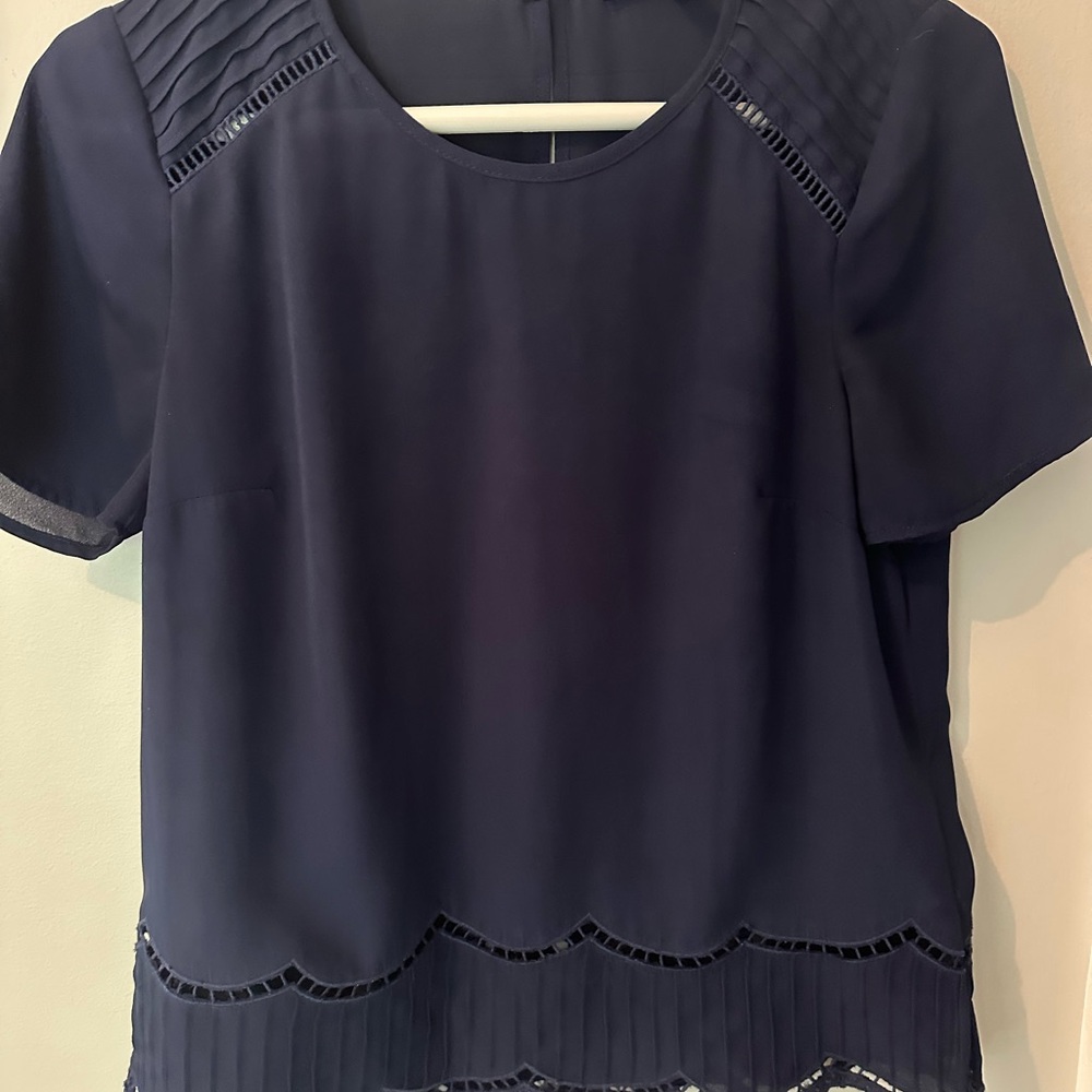 Daniel Rainn Blue Boxy Embellished Blouse